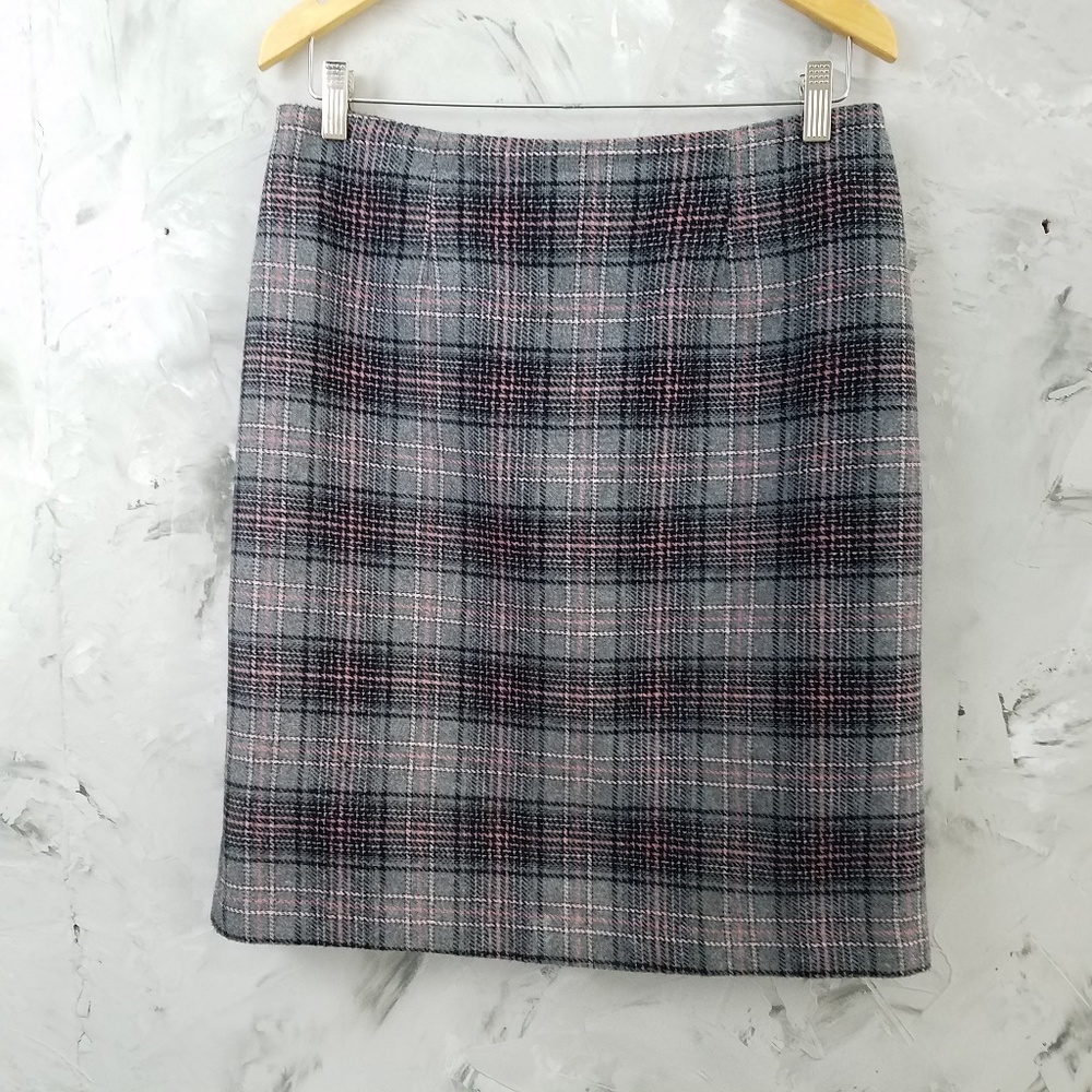 CC HUGHES 80's Vintage Pink & Gray Plaid Skirt